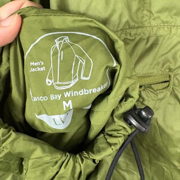 L.L. Bean Green Casco Bay Windbreaker Sip Up Size Medium Outdoor Lightweight - Picture 3 of 8